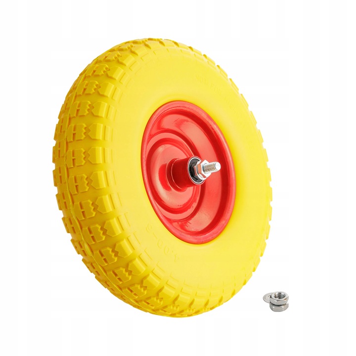 KÓŁKO DO TACZKI KOŁO DO WÓZKA PEŁNE PIANKOWE BEZDĘTKOWE 4.00-6 + OŚ