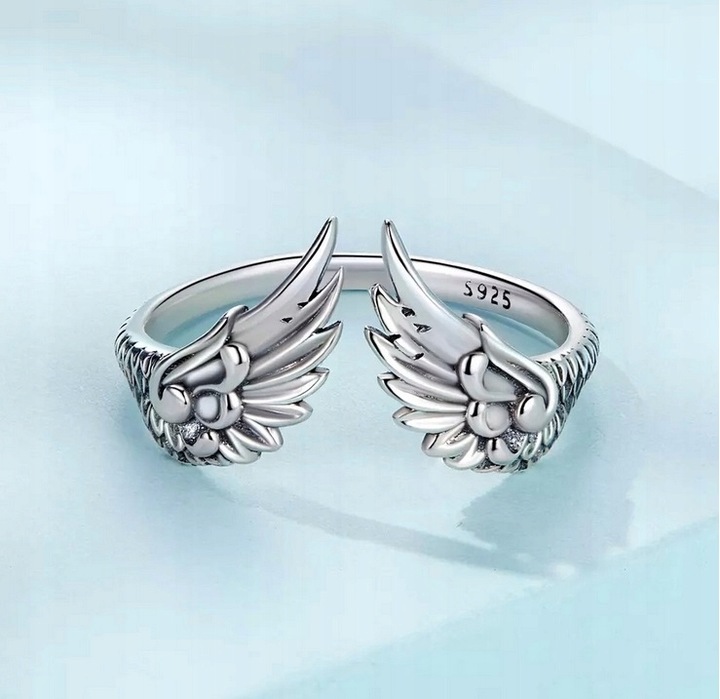 Pierścionek srebrny SKRZYDŁA regulowany Srebro s925 + pudełko na prezent