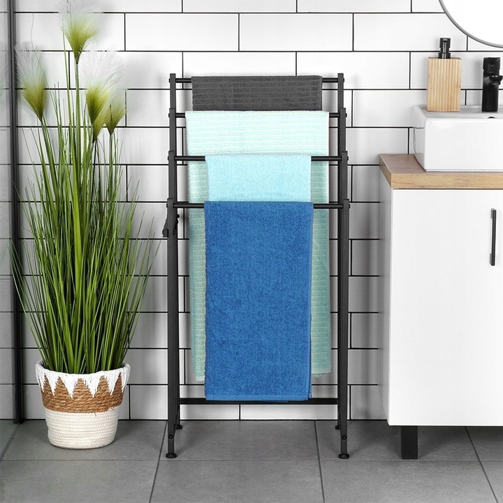 Stojak NA RĘCZNIKI 4 poziomowy wieszak łazienkowy podłogowy stojący