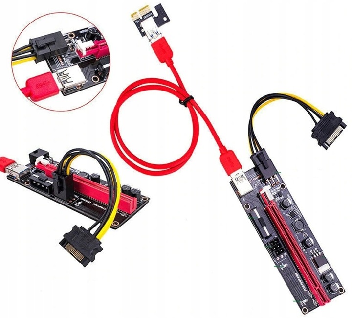 Riser 009S GOLD USB 3,0 PCI-E 1x-16x 6PIN SATA