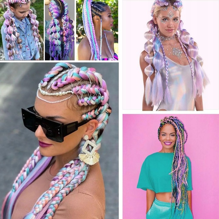 ZESTAW 6 SZTUK WŁOSY SYNTETYCZNE DO WARKOCZYKÓW KOLOROWE OMBRE