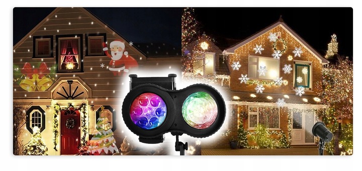 PROJEKTOR LASEROWY ŚWIĄTECZNY NA DOM 12 MOTYWÓW