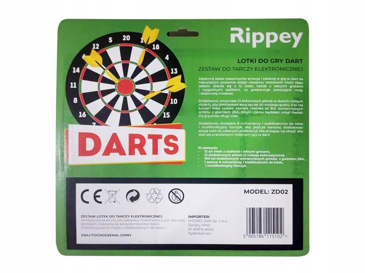 ZESTAW 12 RZUTEK DO TARCZY ELEKTRONICZNEJ LOTKI DO GRY ZD02
