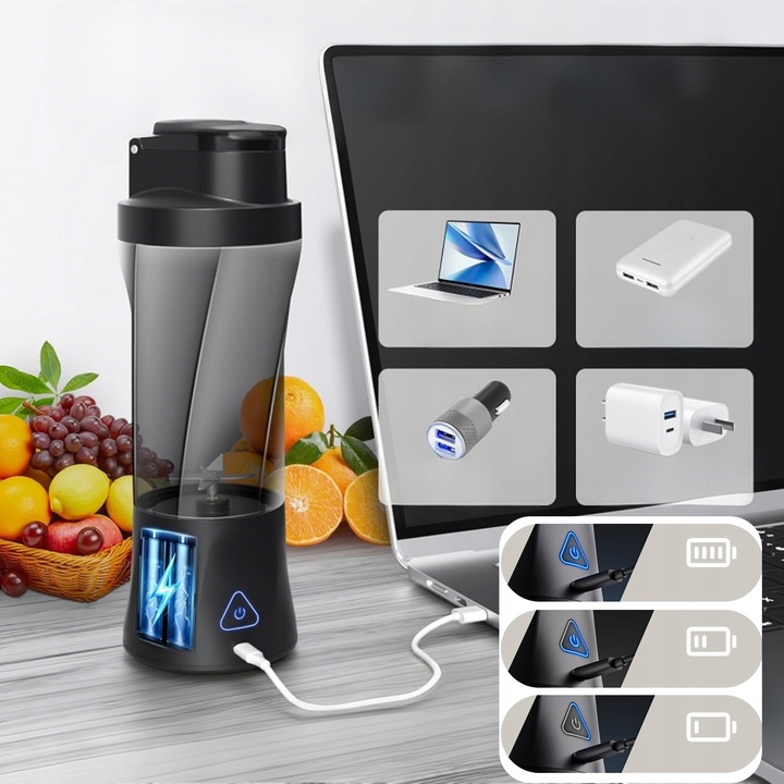 BLENDER KIELICHOWY DO SMOOTHIE KOKTAJLI RĘCZNY Bezprzewodowy USB PRZENOŚNY