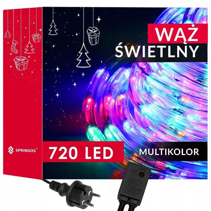 LAMPKI CHOINKOWE WĄŻ 720LED 30m MULTI ZEWNĘTRZNY PROGRAMATOR MULTIKOLOR