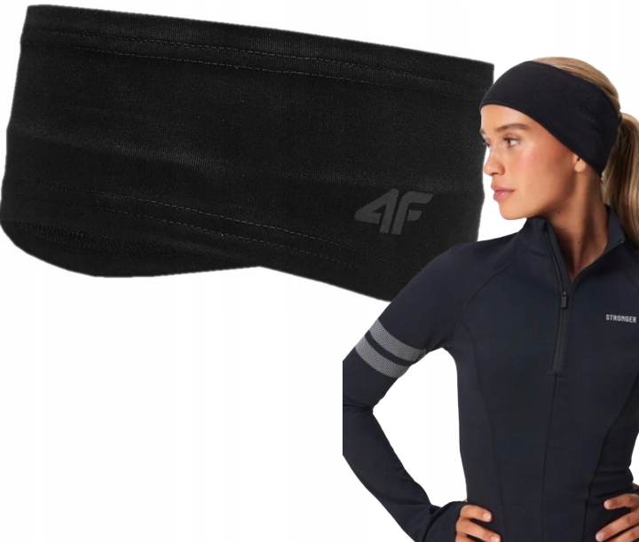 OPASKA NA GŁOWĘ 4F 4FAW23ABANU049 20S DO BIEGANIA NA ZIMĘ CZARNY ROZM S/M
