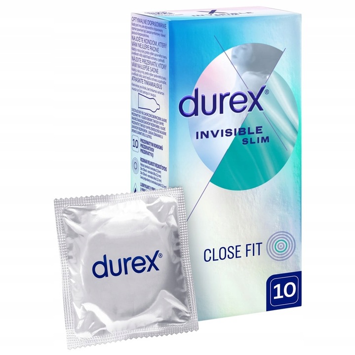 Prezerwatywy DUREX INVISIBLE CLOSE FIT cienkie ściśle dopasowane 10