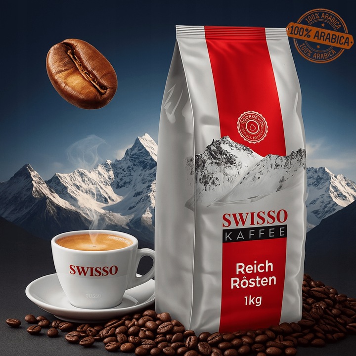 Kawa Ziarnista 100% Arabica 1kg - Swisso Kaffee - Aromatyczna -