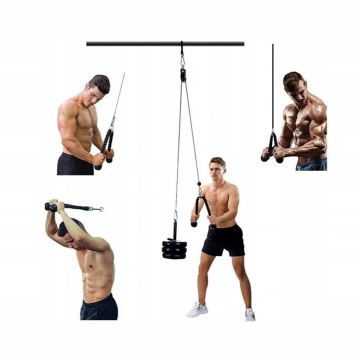 Wyciąg górny dolny do ściany sufitu zestaw domowy do ćwiczeń 110 kg + sznur