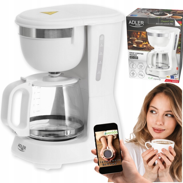 Ekspres do kawy przelewowy 0,6L 600W Podtrzymywanie temperatury