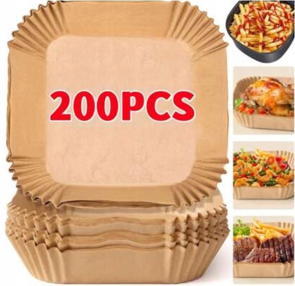 200x PAPIER PIECZENIA FRYTKOWNICY POWIETRZNEJ WKŁADKI - 20x20 CM