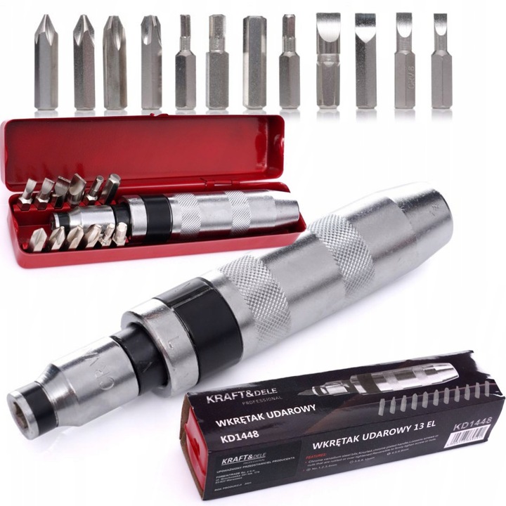 WKRĘTAK WYKRĘTAK UDAROWY DO POBIJANIA Kraft&Dele KD1448 ZESTAW BITSY