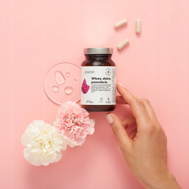 Aura Herbals KOLAGEN rybi NatiCol SELEN cynk BIOTYNA 90t