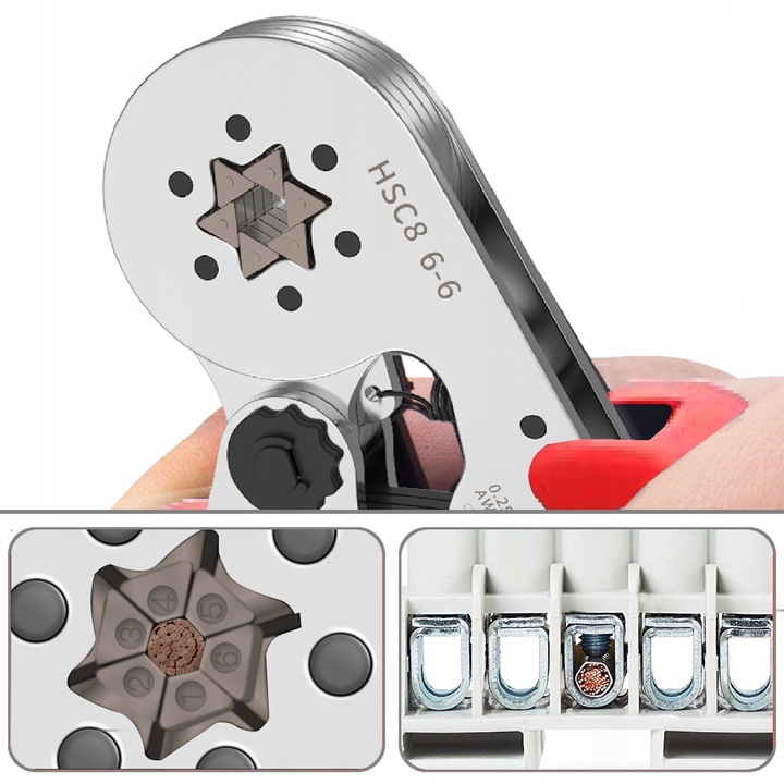 ZACISKARKA PRASKA do tulejek kablowych SZEŚCIOKĄTNA kabli konektorów