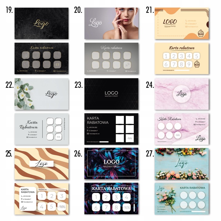 KREATOR Karty rabatowe karty stałego klienta120szt