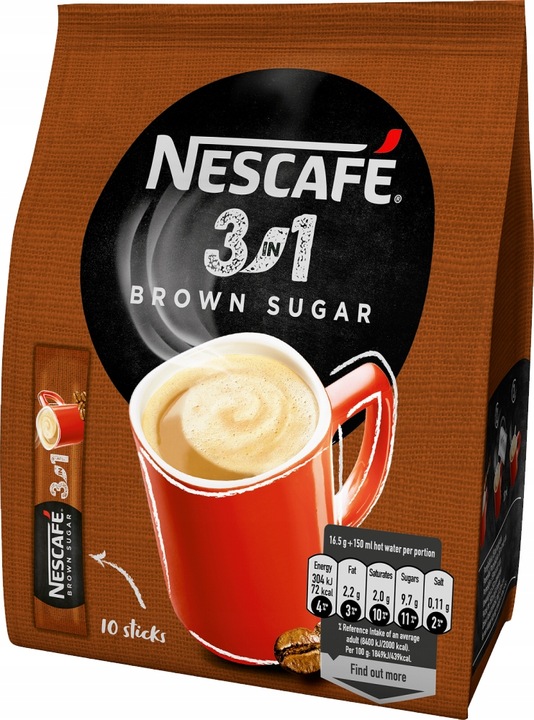 NESCAFE rozpuszczalna 3w1 Brown Sugar 10x16,5g x4