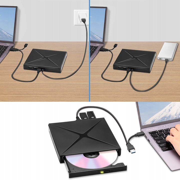 NAPĘD CD DVD +/-RW ZEWNĘTRZNY USB 3.0 NAGRYWARKA CD PRZENOŚNY ODTWARZACZ