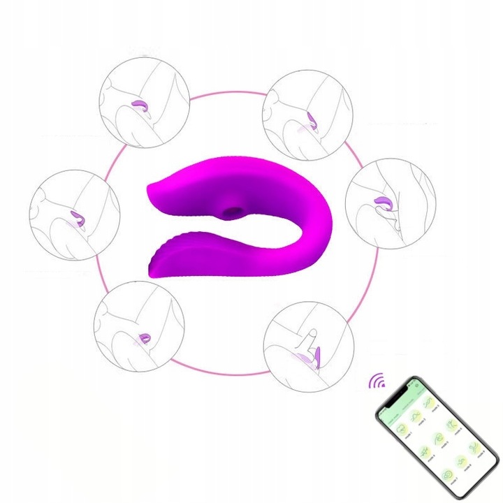 SSĄCY ŁECHTACZKĘ MASAŻER, WIBRATOR DLA PAR, Z APLIKACJĄ