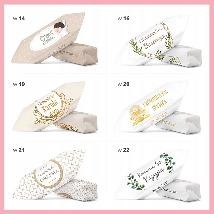 KRÓWKI NA ŚLUB CHRZEST KOMUNIĘ 1 KG Personalizowane krówki prezentowe