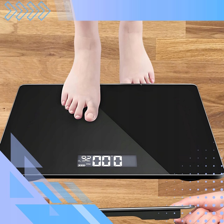 WAGA ŁAZIENKOWA ELEKTRONICZNA SZKLANA LED SLIM PRECYZYJNA 180 KG +