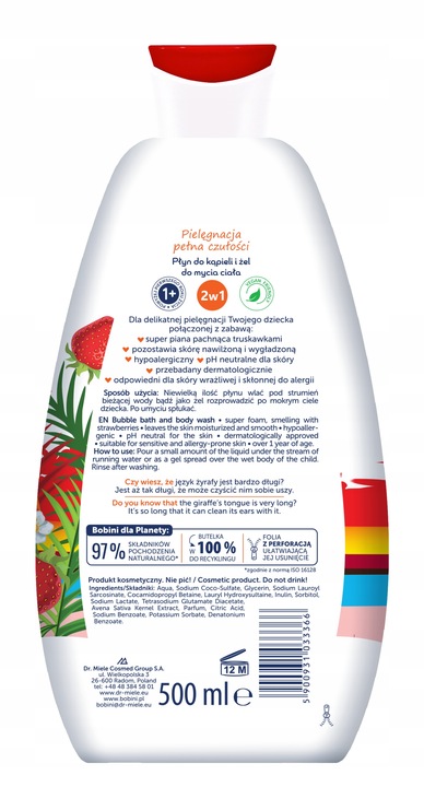 BOBINI Fun Płyn do Kąpieli Żel do Mycia dla Dzieci 2w1 Maxi Piana MIX 4x500