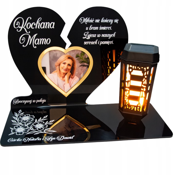 WIECZNY ZNICZ SOLARNY LED Ze Zdjęciem Cmentarz dla Mamy Taty Babci Dziadka