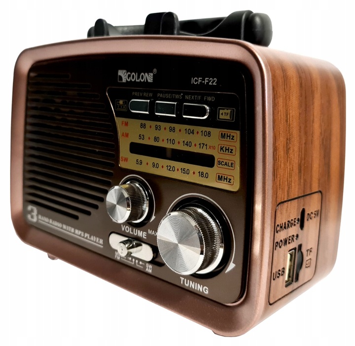 Radio Kuchenne Retro Am Fm Przenośne microSD Bluetooth 1200mAh