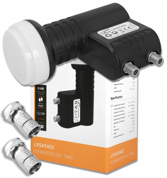 KONWERTER SATELITARNY 4K PODWÓJNY TWIN 2 GNIAZDA WTYKI GRATIS