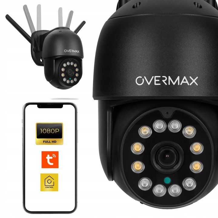 KAMERA ZEWNĘTRZNA OBROTOWA ULTRA HD WIFI 4MPx 4x ZOOM 2.5K PTZ IP66 CZARNA