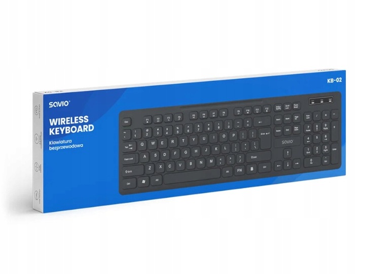 Klawiatura bezprzewodowa Savio KB-02 Odbiornik USB 2,4 GHz czarna