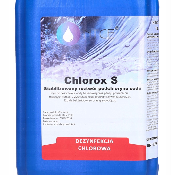 Podchloryn sodu 15% chlor w płynie do basenu jacuzzi 5l Chlorox S