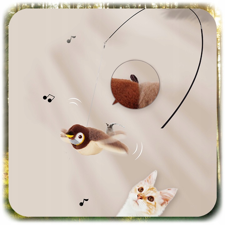 INTERAKTYWNA ZABAWKA DLA KOTA PLUSZOWY PTAK RUCHOMY PTASZEK +