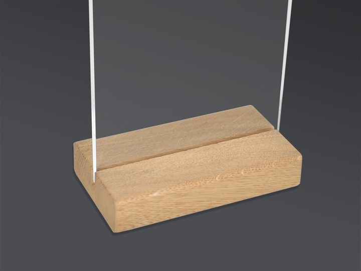 STOJAK A4 PION Z PLEXI NA ULOTKĘ, OPIS MENU DREWNO - PODSTAWKA DREWNIANA