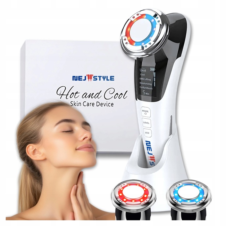 MEZOTERAPIA BEZIGŁOWA MASAŻER DO TWARZY EMS MASAŻ 5w1 LIFTING LED + GRATIS