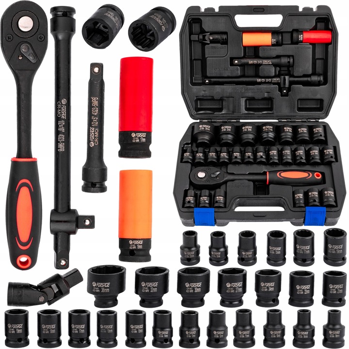 ZESTAW KLUCZY NASADOWYCH UDAROWYCH NASADKI UDAROWE KLUCZ DO KÓŁ 32 EL. 1/2"