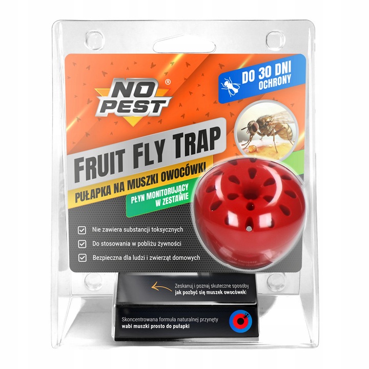 PUŁAPKA NA MUSZKI OWOCÓWKI Z WABIKIEM FRUIT FLY TRAP NO PEST NATURALNA