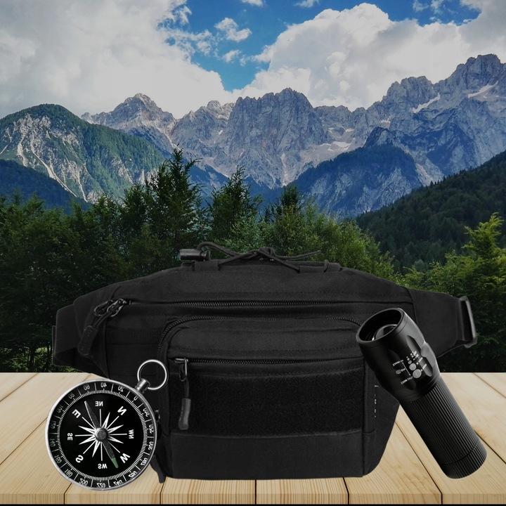 NERKA SASZETKA MĘSKA CZARNA WOJSKOWA biodrówka DUŻA POJEMNA TAKTYCZNA TORBA