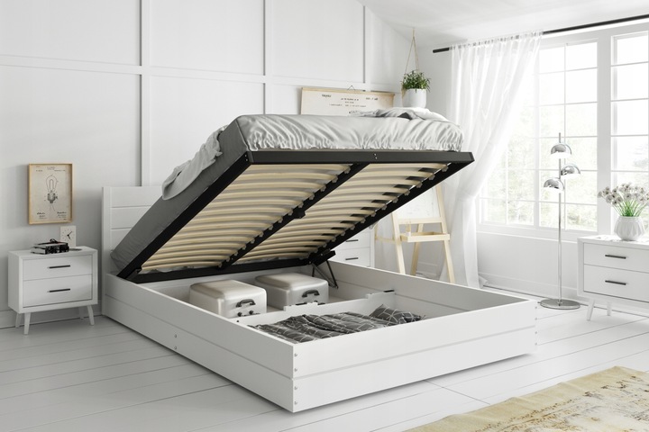 łóżko 160x200 z materacami pojemnikiem stelaż Montana