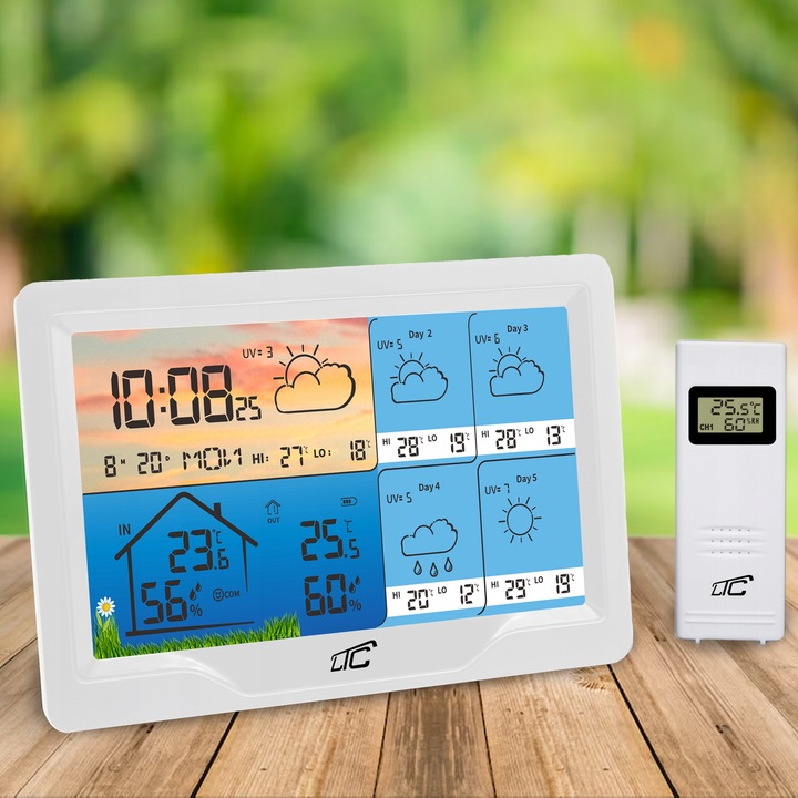 STACJA POGODY POGODOWA BEZPRZEWODOWA DATA TERMOMETR ZEGAR HIGROMETR TUYA
