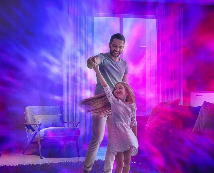 PROJEKTOR GWIAZD LAMPKA NOCNA RZUTNIK LED DO SYPIALNI DLA DZIECI NA PREZENT