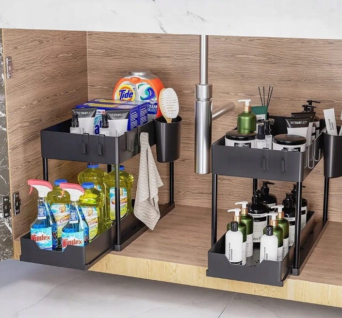 ORGANIZER POD ZLEW 2 POZIOMOWY WYSUWANA PÓŁKA REGAŁ STOJAK DO KUCHNI