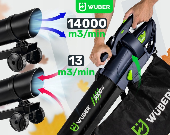 ELEKTRYCZNA DMUCHAWA OGRODOWA 35L DO LIŚCI 3000W ROZDRABNIACZ