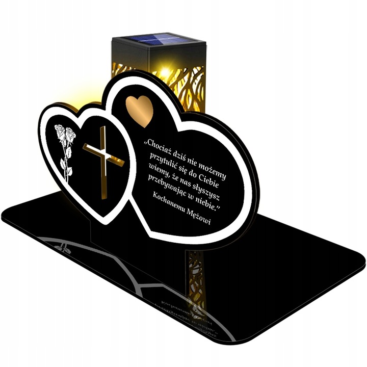 ZNICZ SOLARNY LED WIECZNY DLA DZIADKÓW NA CMENTARZ GRÓB lampka Serce 3D