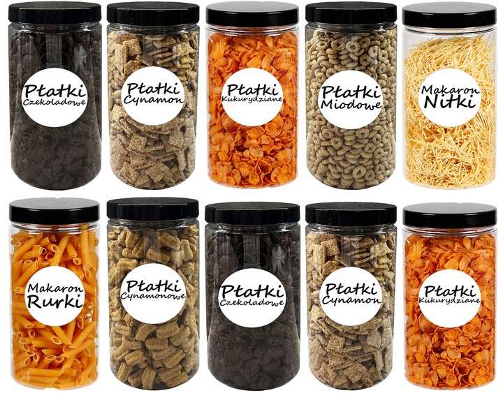 Pojemniki na żywność słoik słoiki do kuchni 1,5L zestaw 10 sztuk + etykiety