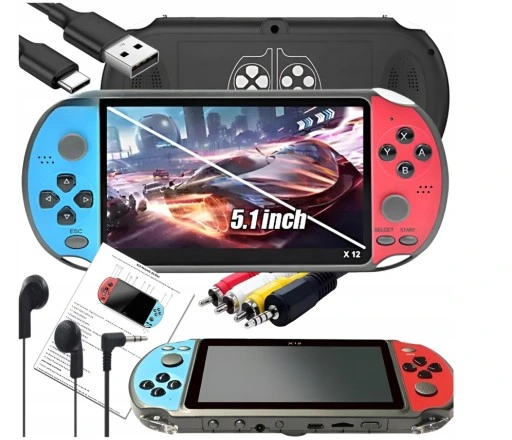 KONSOLA PRZENOŚNA DO GIER X12 RETRO DUŻO GIER 5.1" prezenty dla dzieci
