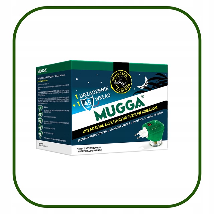 MUGGA DO KONTAKTU ZWALCZA KOMARY OWADY NA 45 NOCY URZĄDZENIE+WKŁAD