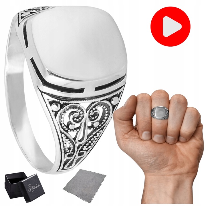 Sygnet męski srebrny pr. 925 Ażurowy Pierścień Polerowany + GRAWER| r. 22