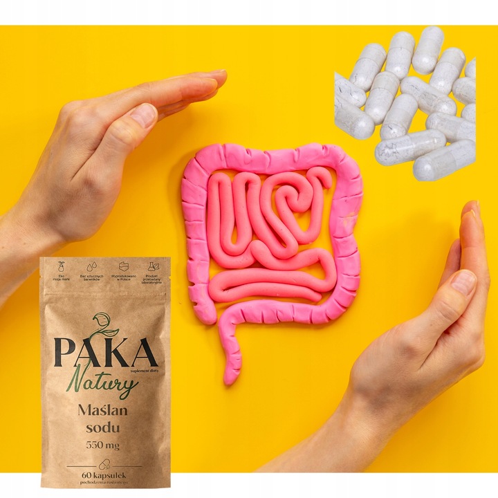 MAŚLAN SODU 60 kaps na jelita ibs KWAS MASŁOWY 1100mg w porcji Paka Natury