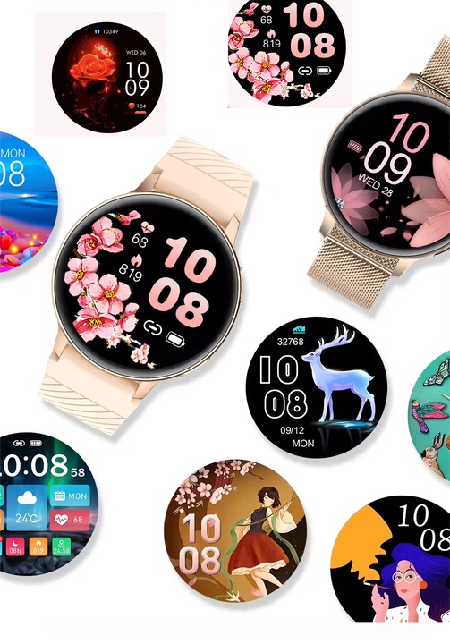 SMARTWATCH ZEGAREK DAMSKI POLSKIE MENU ROZMOWY WIADOMOŚCI 4 PASKI