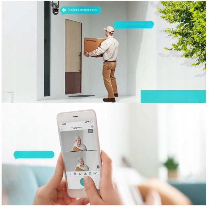 PODWÓJNA KAMERA ZEWNĘTRZNA OBROTOWA ALARM 8MP WIFI 3w1 2 OBIEKTYWY ICSEE